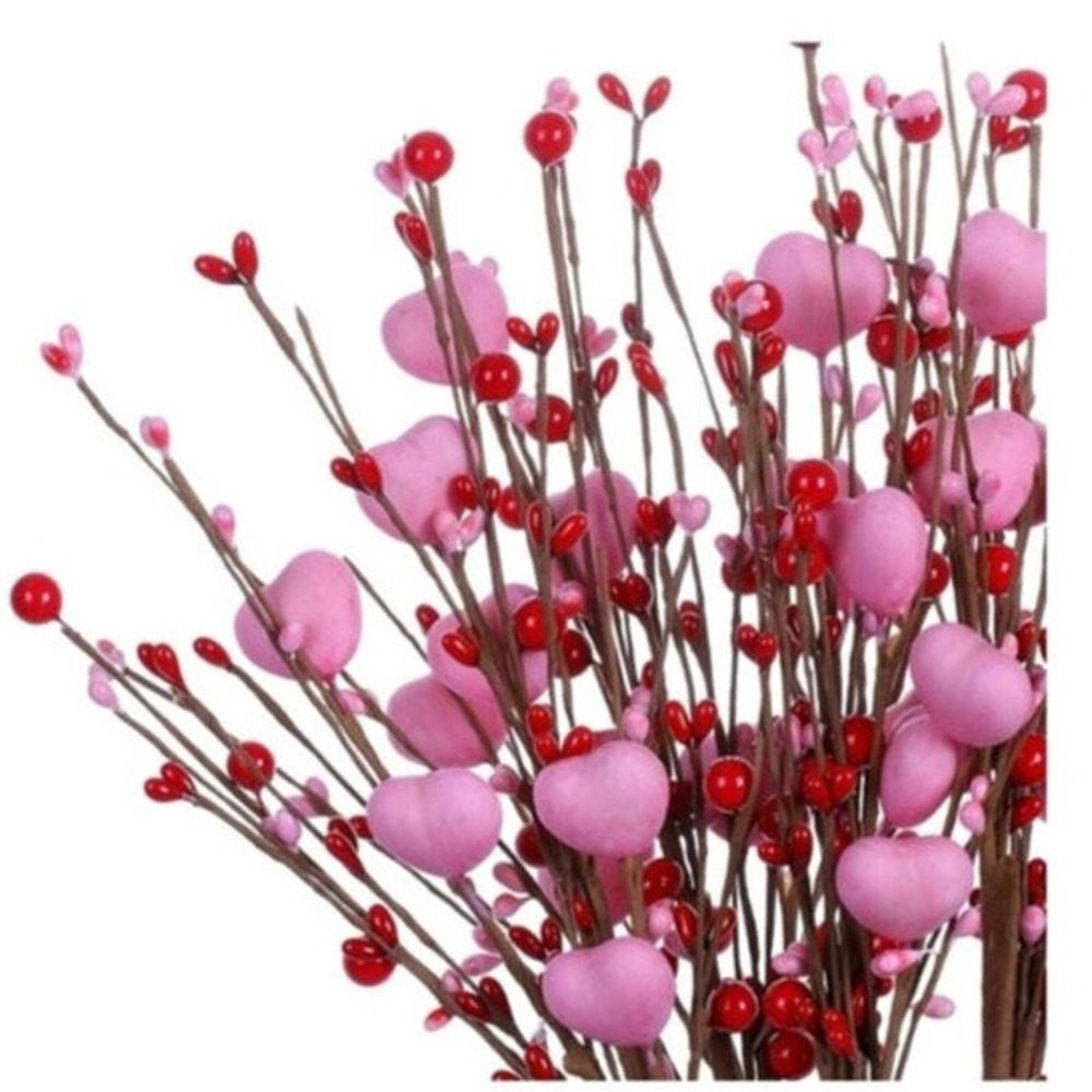 Pink and Red Hearts and Red Pips Valentine's Day Floral‎ Stem Spray Pick Decor